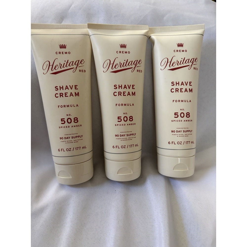 NEW Cremo Heritage Red No. 508 Spiced Amber 6 Fl Oz Sealed 3 Pack Shave Cream